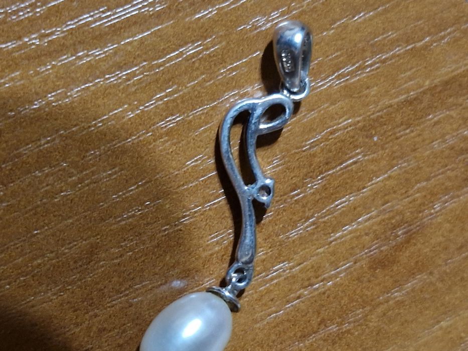 Set argint 925 cu perle albe