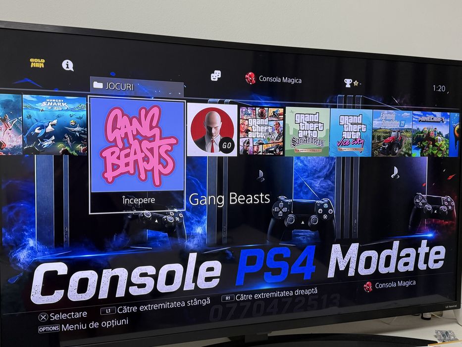 PS4 Slim 1TB ,Modat cu peste 30 de jocuri incluse