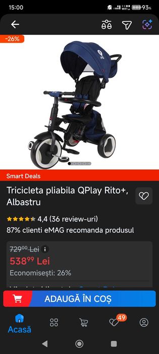 Tricicleta copii QPLAY Rito+