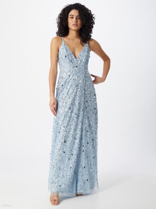 Rochie Blue paiete si Cristale crapata intr-o parte M