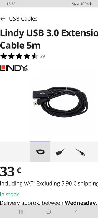 Cablu periferice LINDY USB3.0 Tata/Mama,Prelungitor USB 3.2 5M,TOP!