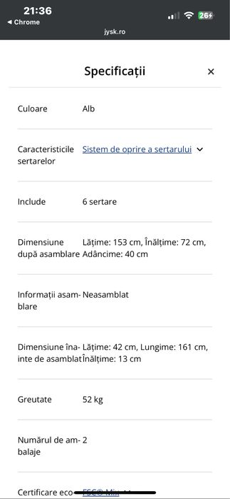 Comoda jisk  6 sertare alba