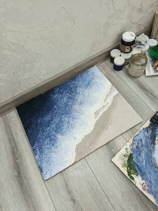 Картина "Берег" с 3d эффект. Размер 50*40. Нарисован акрилом на планше