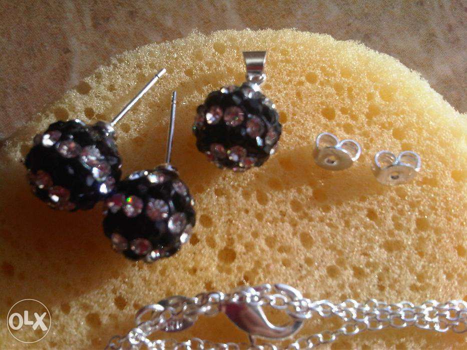 set bijuterii 3 in 1 argint 100% cercei + colier + pandantiv