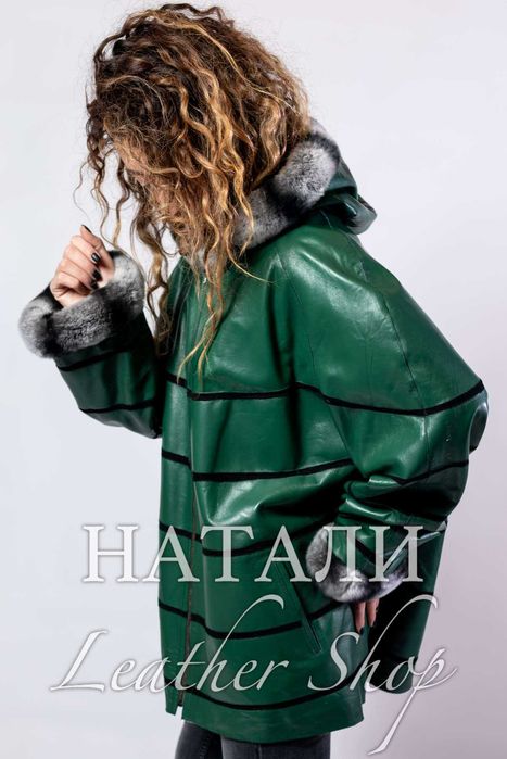 Двустранно кожено яке Лилия Green