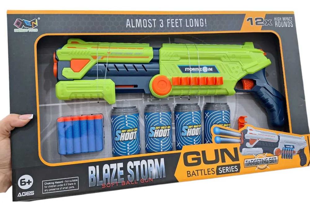 Пистолет Бластер оръжие с мишени и меки патрони, пушка Нърф