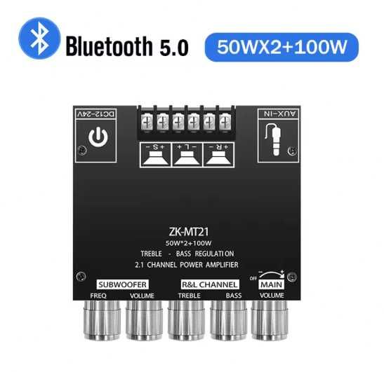 Bluetooth 5.0 аудио усилвател 2x50W + 100W