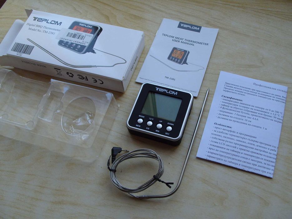 Готварски термометър TM-2381, с таймер и сонда. Българско ръководство