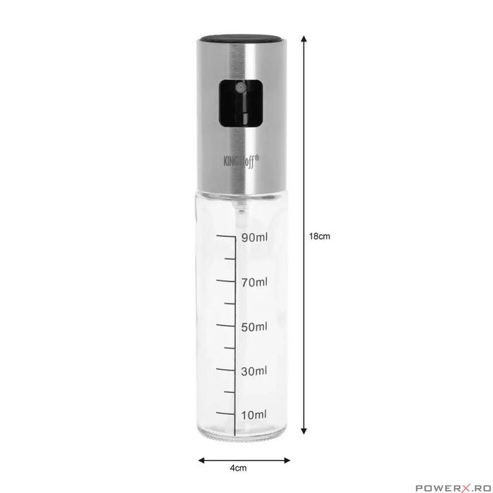 Pulverizator pentru ulei si otet, cu capac argintiu, 100 ml Kinghoff