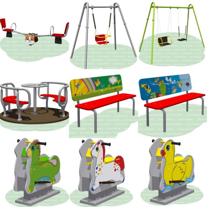 Детские площадки, Горки, Качели, Лазы, от компании ROMANA