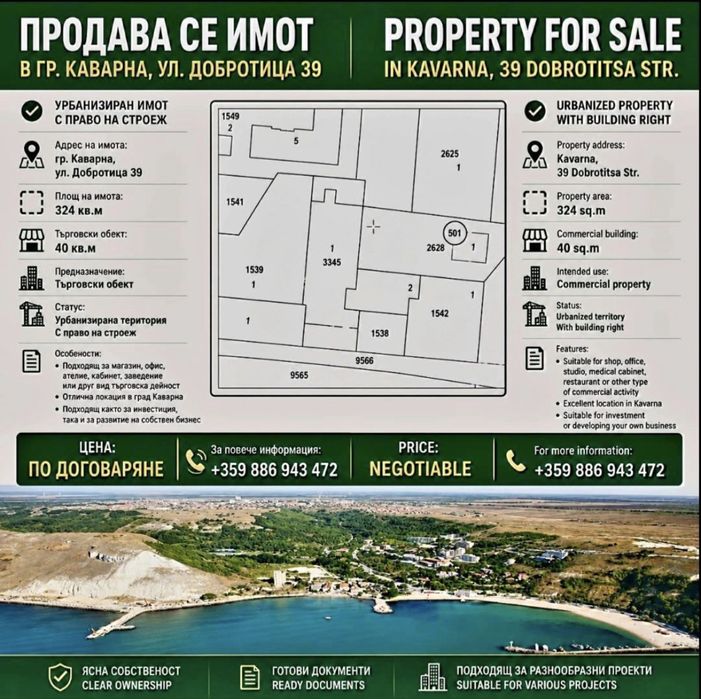 Парцел срещу градския парк на гр.Каварна