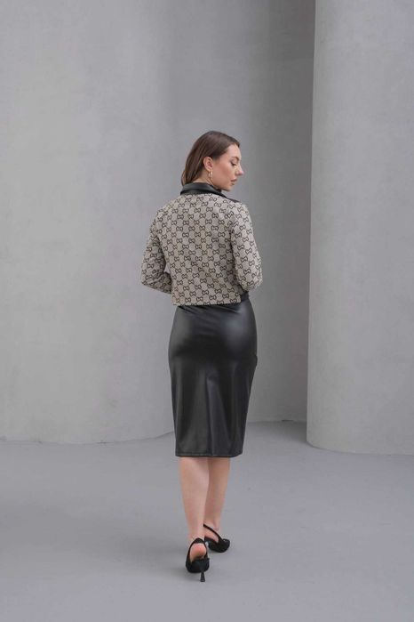 Ново Дамски Сет - кожена пола и сако