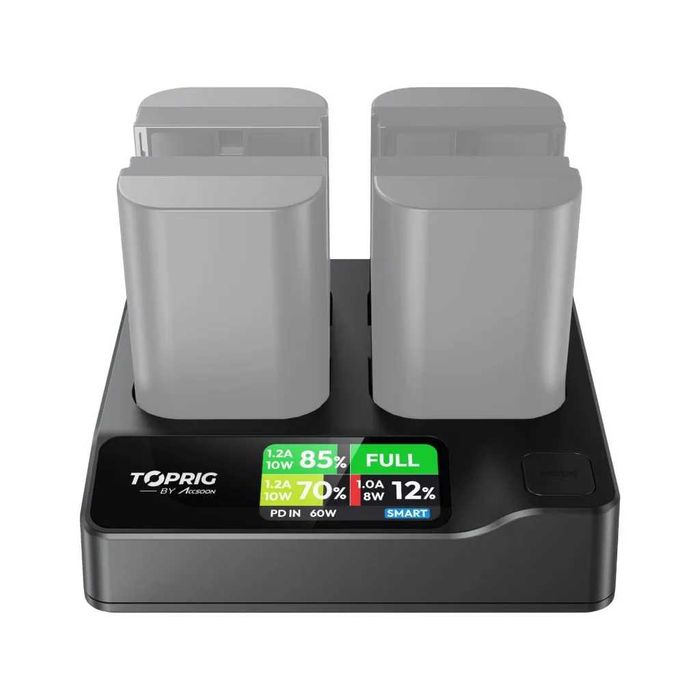 Accsoon TopRig Бърза зарядна станция за 4 батерии Canon LP-E6/NH (60W)