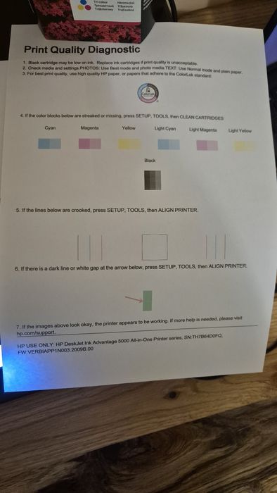 Цветен мастилен принтер със скенер и мастила HP LaserJet 5075 с три