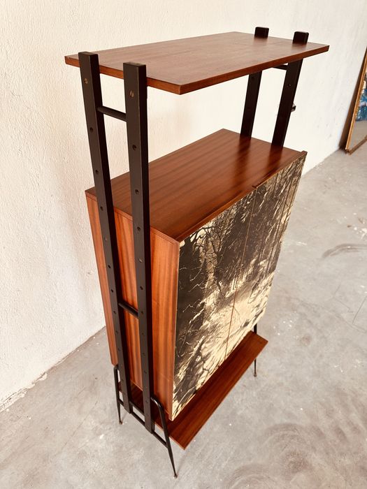 Италиански Mid-Century шкаф / бар с декоративни врати, 60-те години