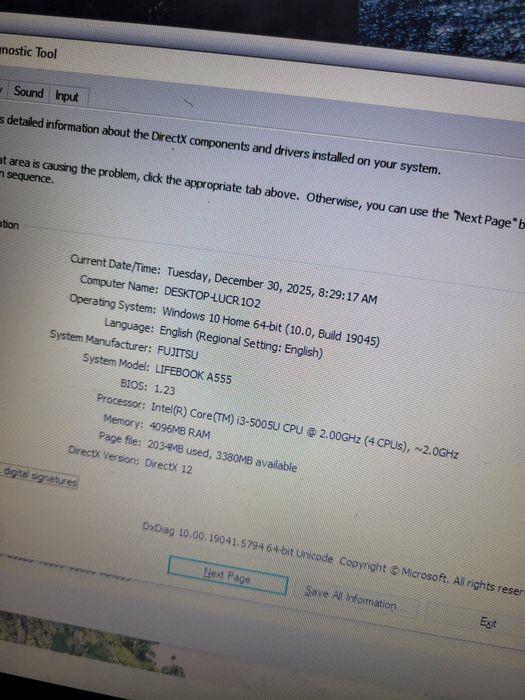Laptop Fujitsu A555 intel i3 gen 5
