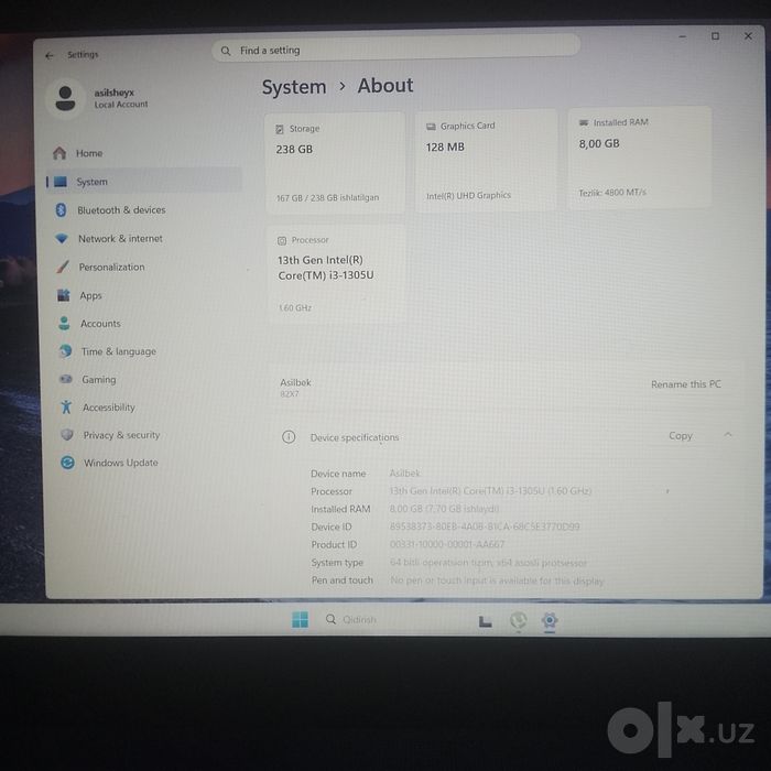 Lenova ide pad  noutbuk
