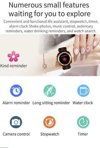 Ceas Smartwatch Emag TOPVIA®, display IPS, 1.20”, auriu si argintiu
