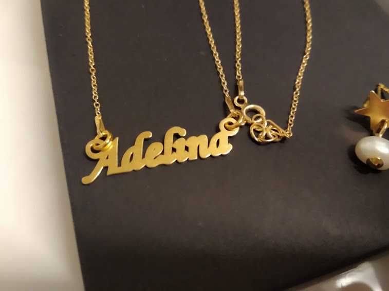 Lantisor argint placat aur nume,in cutie cadou