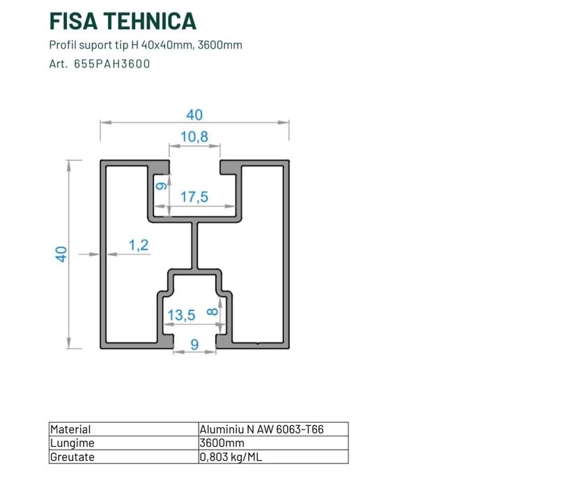 Profil aluminiu extrudat 6063-T66 la comandă | După desen tehnic