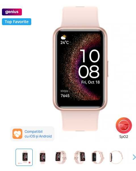 Smartwatch Huawei Watch FIT SE, Silicone Strap, Nebula Pink Nou