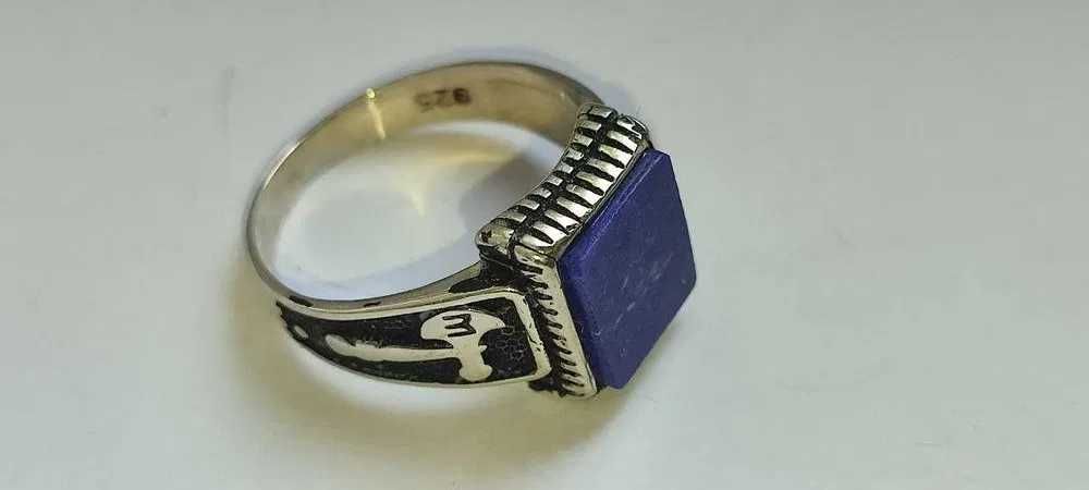 Серебряное кольцо с камнем ЛАЗУРИТ афганский, разм.19