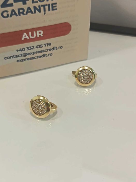 (AG41) Cercei aur, 14K B6100 - Certificat de garantie!