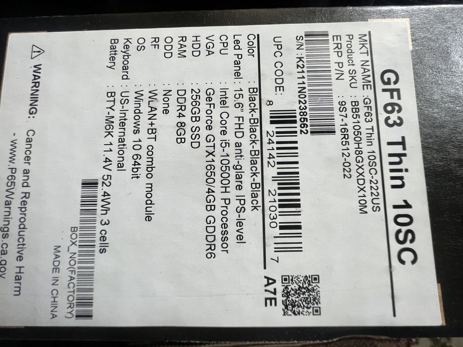 Игравой ноутбок сотилади