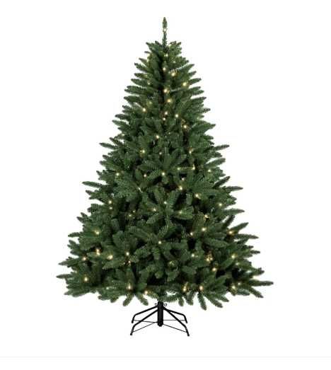 Brad artificial 180 cm 250 de LED-uri,lumina calda Verde