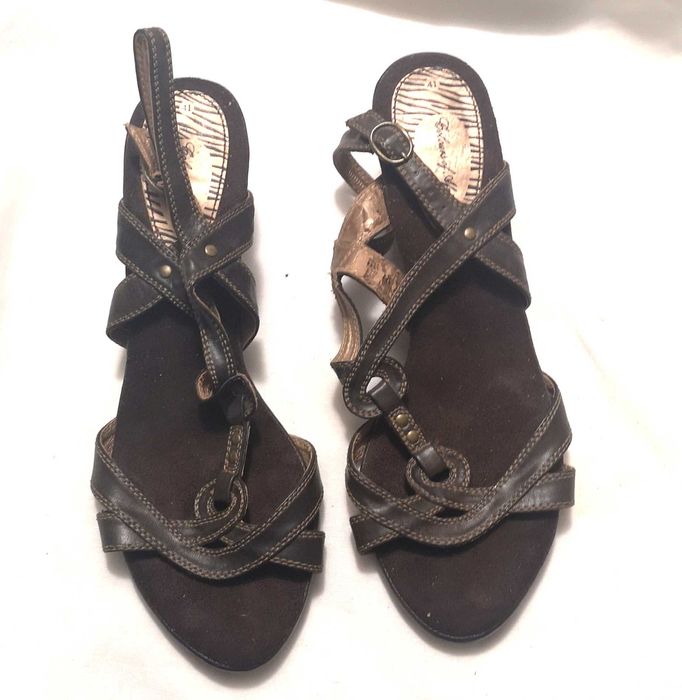 Vand sandale de dama, din piele ecologica, maro, marimea 41