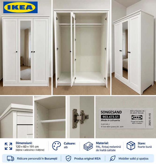 Dulap IKEA PLATSA alb 60×55×180 cm – stare ca nouă