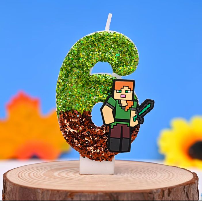 Свечка на торт цифра 6 minecraft