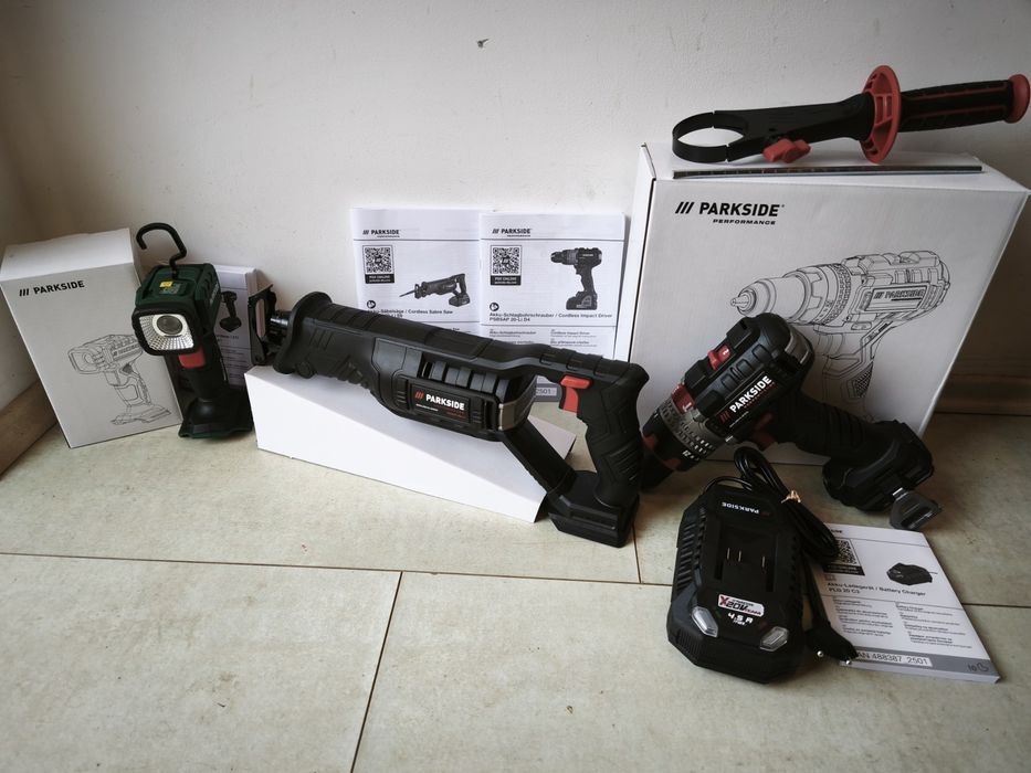Ударерен винтоверт,саблен трион,прожектор и зарядно 20V 4,5A Парксайд