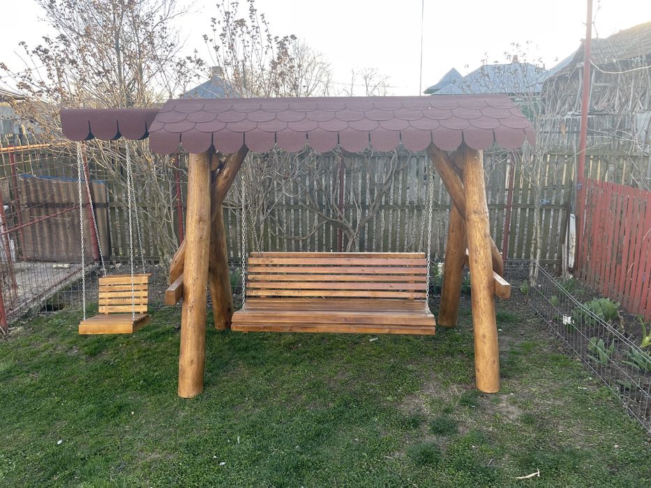 Leagan din lemn masiv pentru copii / balansor rustci