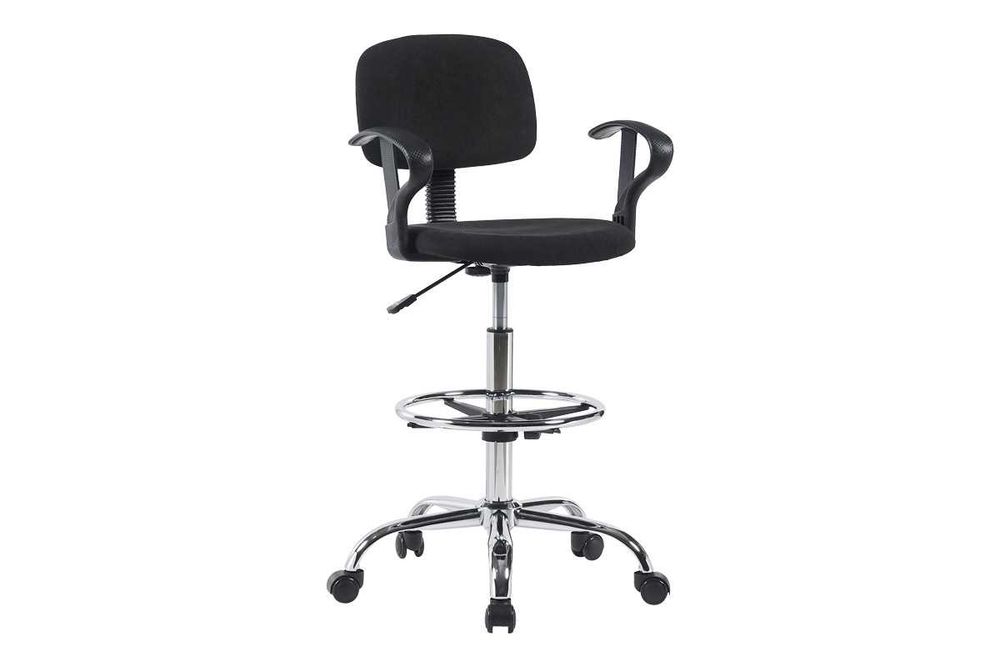 Офис стол Puzzle-home Icina, Подходящ за рецепция, PU, Черен - хром