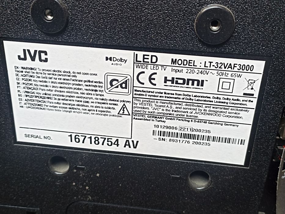 Счупен телевизор JVC за части