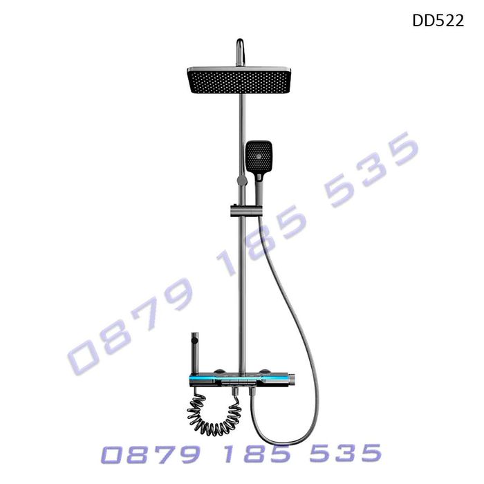 Модерна душ система светещ LED смесител функции пита слушалка лед баня