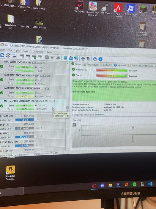 ssd m2 gen 4 500gb extern/portabil aproape nou