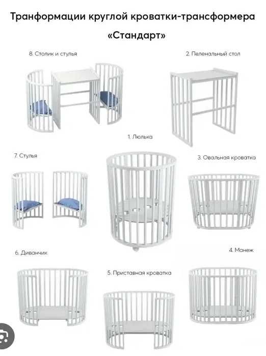 Детская кроватка колыбель 8 в 1