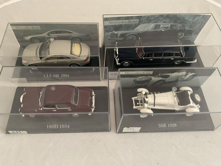 Колекционерски модели Mercedes-Benz 1:43 (SSK, 180D, Pullman, CLS) – метал