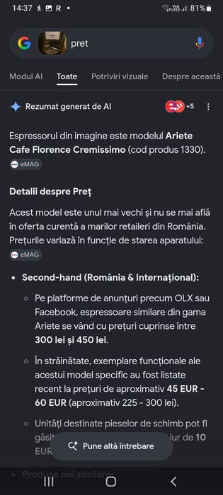 Aparat  cafea espresso