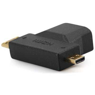 Позлатен 3 в 1 HDMI женски към Micro HDMI и Mini HDMI мъжки конвертор
