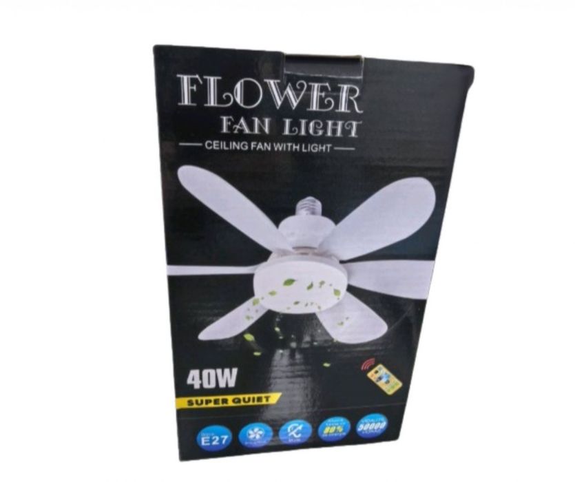 Модерна вентилаторна лампа с форма на цвете, LED осветление,