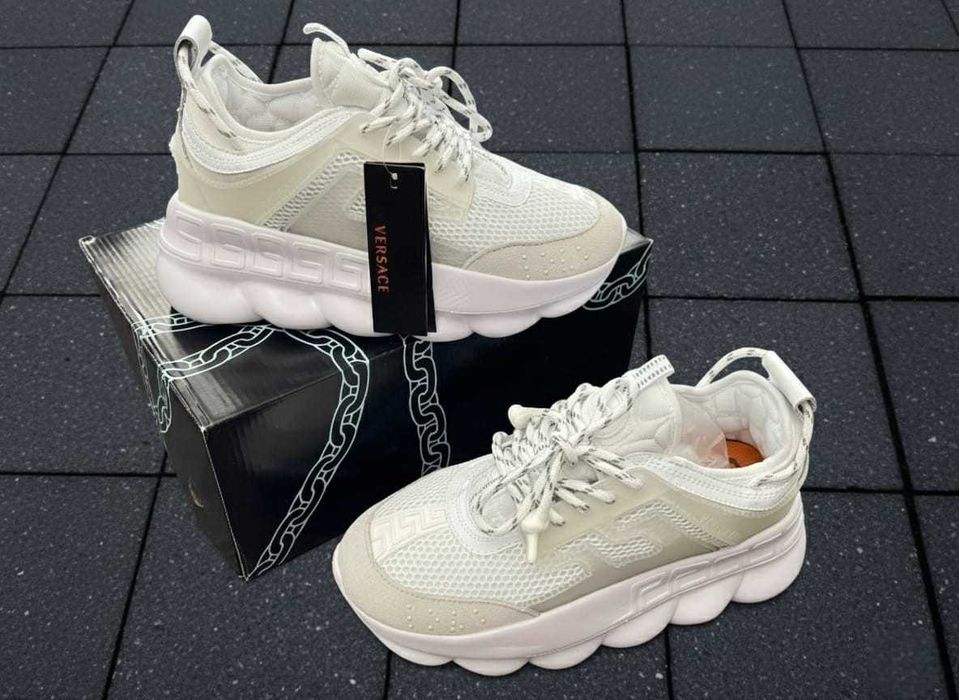 Versace Chain Reaction Alb - Piele Naturala - Full Box