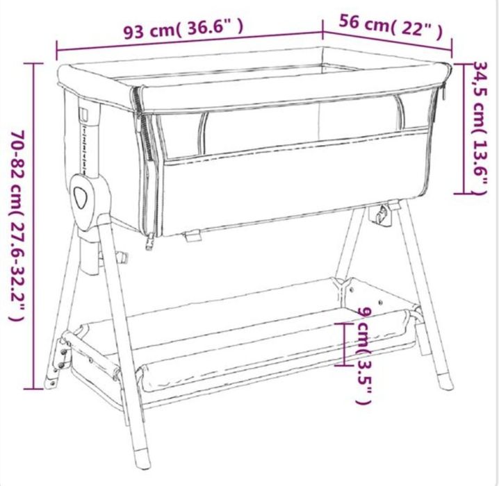 Pat pentru copii cu saltea, gri deschis, pânză textil