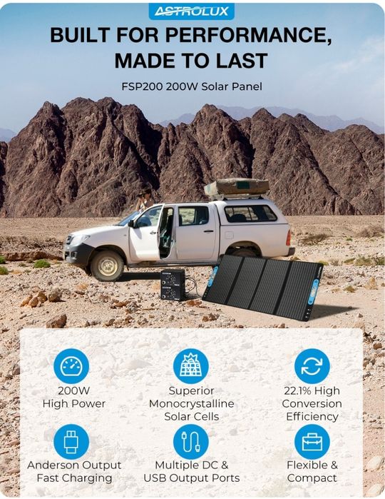 Panou fotovoltaic portabil de 200W Astrolux