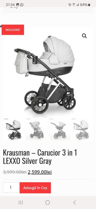 Carucior 3 in 1 Krausman Lexxo Silver Gray