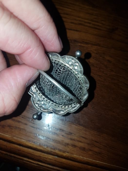 Poșeta monede,bani argint,vintage,Franta,sec 19,art deco