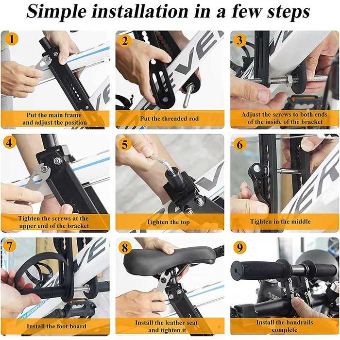 Седалка за рамка на велосипед с дръжки MARTAR, Детска, Универсална