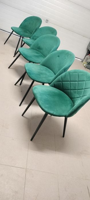 Scaune bucătărie catifea - 5 buc